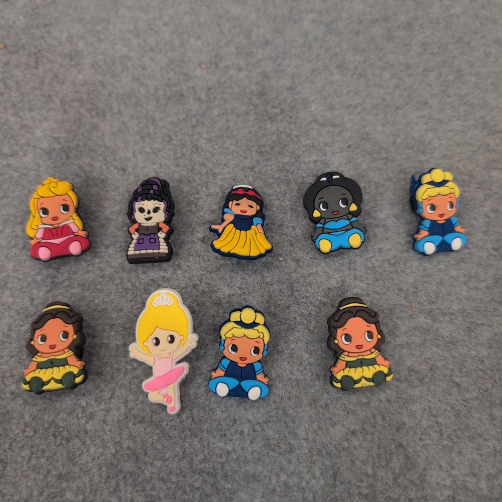 Disney Princess Chibi Style Shoe Charms Set of 9 Clog Accessories Multicolor - Picture 1 of 1